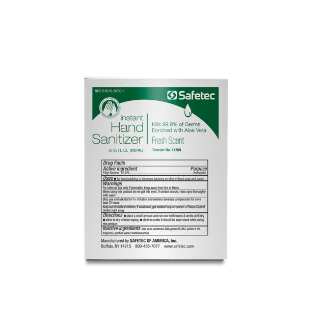 Safetec® Instant Hand Sanitizer, Manual Dispenser Refill, 800 mL