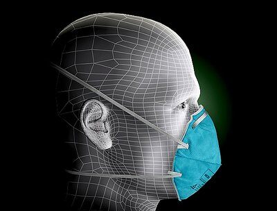 3M N95 1860 Particulate Respirator and Surgical Mask on mannequin head