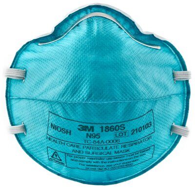 3M N95 1860S Small Particulate Respirator angled view