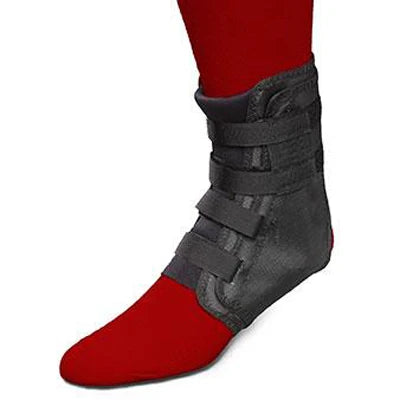 Swede-O Easy Lok Ankle Brace Small Black - three strap closure on foot