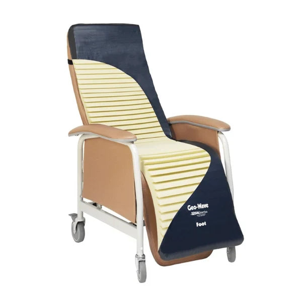 Geo-Wave seat cushion installed on geriatric recliner chair - full view