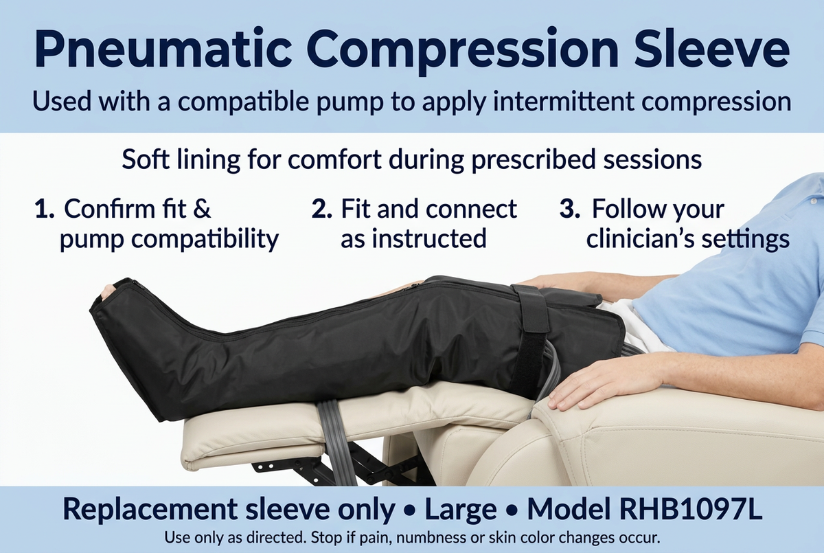 Compression sleeve guide showing fit, connection, and clinician-guided use