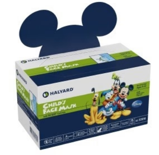Halyard Child Face Mask box with Mickey Mouse ears and Disney characters — Box of 75