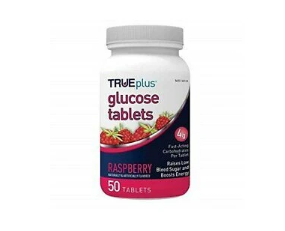 TRUEplus raspberry glucose tablets, 50-count bottle